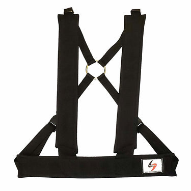 Padded harness for athletic training. This harness can be used forward and backwards, for speed and overspeed training for both male and female athletes.